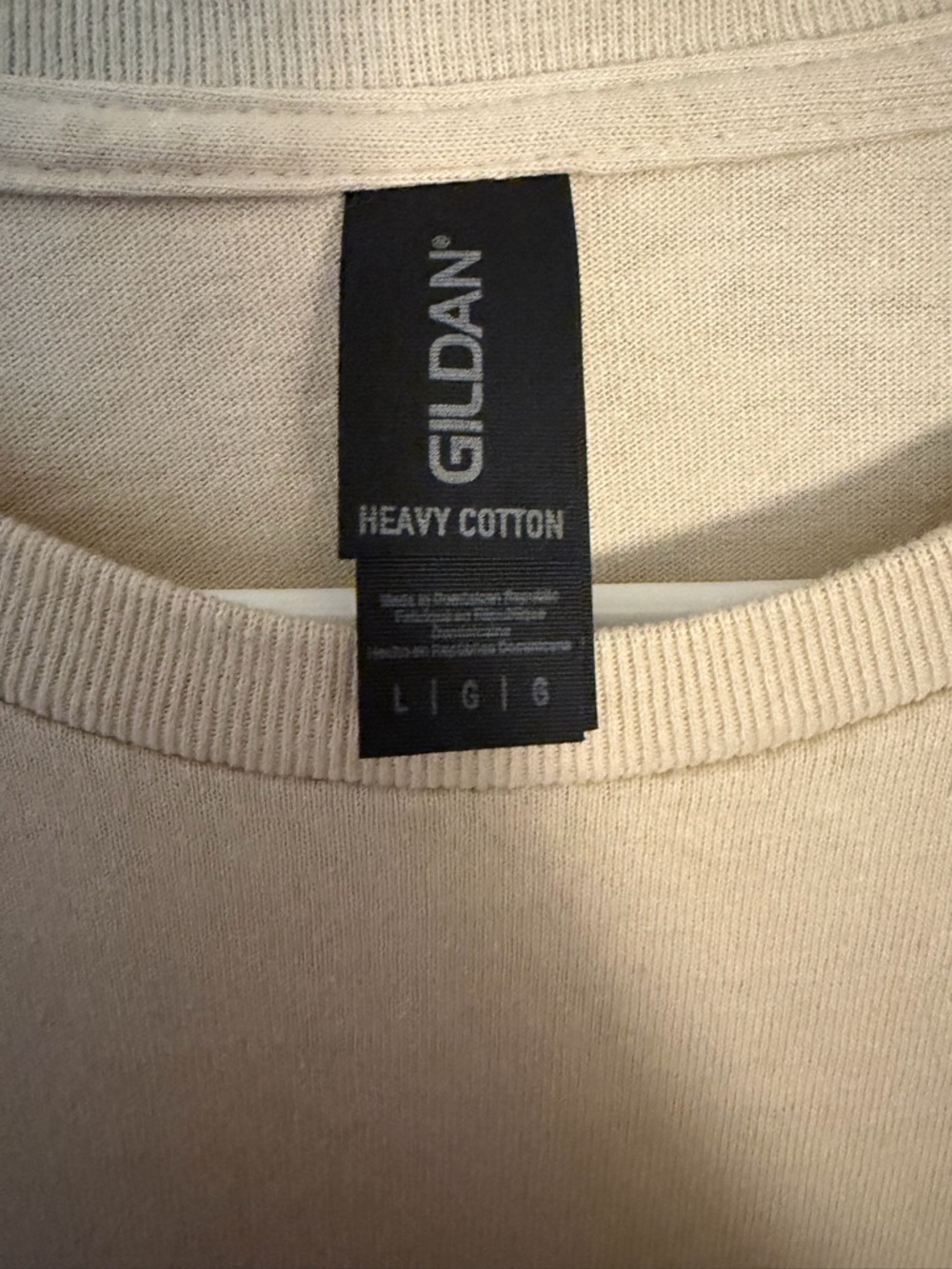Gildan Beige Heavy Cotton Crewneck Tee - Picture 2 of 3